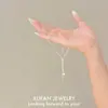 Nuevo Colgante Cuadrado de Metal Deslizante Collar de Perlas Plata Moda de Gama Alta Cadena para Clavícula Simple de Nicho Atmosférico