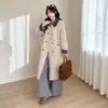 Nuevo Abrigo de Lana Doble Cara para Mujer Otoño/Invierno 2026, Longitud Media, Corte Holgado, Color de Contraste, Cuello de Solapa, Estilo Sencillo