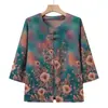 Roupas de Verão para Mulheres de Meia-Idade e Idosas, Camisa de Manga Três Quartos da Vovó, Blusa Falsa de Duas Peças para Mãe de 50 e 60 Anos, Roupas de 100kg para Idosos
