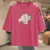 Ropa para madre comercio exterior transfronterizo nuevo estilo chino camiseta de manga tres cuartos para mujer, ropa holgada de talla grande para mujer, top de manga media, capa base