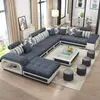 Conjunto de Sofá de Couro Resistente a Arranhões de Gato, Moderno e Simples, Removível e Lavável, Adequado para Salas de Estar Grandes, com Tecido Tecnológico e Conjunto Completo de Sofá de Látex