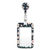 Portatarjetas floral con hojas y flores de resina, de extracción fácil, diseño simple y portatarjeta de identificación retráctil con hebilla de extracción fácil