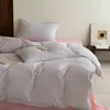 Juego de cuatro piezas de algodón puro teñido en hilo y lavado Clase A, funda nórdica de algodón puro a cuadros, juego de tres piezas para dormitorio de estudiante, 4 sábanas de cama
