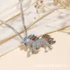 Colar Transfronteiriço Fofo de Pônei Unicórnio Colorido com Strass Brilhante Acessórios Yiwu Atacado