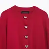 Novedad Primavera 2026 Moda Callejera Europea y Americana para Mujer Chaqueta de Punto con Botón en Forma de Corazón W085 250146