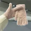 Luvas Grossas de Pelúcia Cor Sólida para Mulheres, Outono e Inverno Quentes Versão Coreana, à Prova de Frio, Dedos Separados, Estilo Japonês, Vermelho, Novo Simples Atacado Versátil