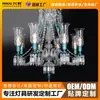 Lustre de cristal francês transfronteiriço, iluminação única estilo europeu italiano para sala de estar, sala de jantar, villa, duplex e grandes luminárias azuis