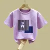 Camiseta de Manga Corta de Algodón Puro para Niñas, Nuevo Estilo de Verano para Niñas, Ropa Popular de Verano para Niños, Top Holgado de Manga Media Estilo Coreano de Moda t