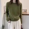 Suéter de punto con cuello de color contrastante para mujer, top de lana pura, nuevo estilo otoño e invierno, moderno y versátil, holgado y casual