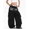 Pantalones casuales sueltos de comercio transfronterizo, pantalones de trabajo vintage, estilo americano con letras multibolsillos para hombre, street dance para mujer