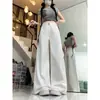 Jeans de Pierna Ancha de Tiro Alto Color Gris Cemento para Mujer 2026 Otoño Nuevo Estilo Sueltos Adelgazantes Rectos Retro de Longitud Completa