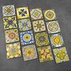 Azulejos Pequeños de Flores Amarillas 100X100 Azulejos de Flores Brillantes Esmaltados Mediterráneos Azulejos de Pared para Friso de Cocina Lavabo