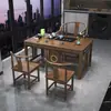 Novo conjunto de mesa de chá e cadeiras estilo chinês, tudo em madeira maciça, para escritório, casa, varanda, apartamento pequeno, mesa integrada para preparo de chá