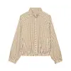 Ins transfronterizo estilo europeo y americano 2026 nueva moda elegante ropa de mujer al por mayor chaqueta de rayas con cuello alto estilo murciélago para el día a día