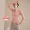 Jaqueta Esportiva de Veludo Primavera Plus Secagem Rápida Feminina Roupa de Yoga Justa Top de Manga Longa Roupas para Corrida Matinal Fitness