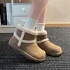 Moda Abrigo Antideslizante Suela Gruesa Suave Suela Plana Zapatos de Algodón Retro Versátil Forro Polar Cálido Botas de Nieve para Mujer Otoño e Invierno