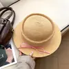 Chapéu de Palha Elegante Estilo Francês com Laço de Nó Tecido para Mulheres, Estilo de Férias Primavera e Verão, Fotografia de Praia, Chapéu de Proteção Solar
