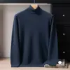 Suéter de cachemir 100% puro de cuello alto para hombre, camiseta básica de punto para otoño e invierno, jersey de manga larga, suéter de lana holgado y cálido