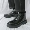 Botas de Cuero de Caña Alta Talla Grande Transfronterizas que Aumentan la Altura Nuevo Estilo Otoño/Invierno Botas Martin de Suela Gruesa para Hombre Moda Tendencia Británica Botas Cortas de Moda