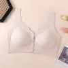 Sujetador de Espalda Invisible con Botones Frontales en Talla Grande con Copas Completamente Fijas de Algodón con Látex y Tirantes Anchos