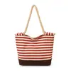 Bolsa de Lona Rayada Estilo Coreano 2026 Nueva de Gran Capacidad Casual para Compras Bolso de Hombro Único de Moda para Viajes de Trabajo para Mujeres
