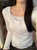 Chica atractiva floral cálida dos delgadas costura nueva manga larga gris camiseta interior pura otoño e invierno venta al por mayor