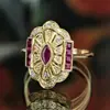 Anel Estilo Olho de Cavalo Palaciano Europeu e Americano Cao Shi Feminino Luxo Leve Estilo Britânico Anel Vintage Combinação para Vestido de Banquete de Noite