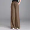 Pantalones casuales holgados de algodón y lino de cintura alta para mujer de 100 kg con cordón y cintura elástica, delgados de verano, nuevo estilo 2026, pantalones largos
