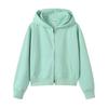Sudadera con cremallera de alta gama estilo europeo y americano de 350 g con logotipo personalizado, sudadera corta de algodón puro para mujer, ropa de trabajo de alta calidad