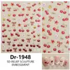 Redanco5D Em relevo em Venda Quente Desenho Animado Adesivos de Arte para Unhas Gelatina Prata Triturada Cereja Adesivos 3D para Unhas Dr1950