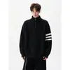 Suéter Informal de Moda Otoño e Invierno para Hombre, Estilo Caballero Británico, Jersey de Punto Vintage a Rayas y Bloques de Color