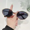 Gafas de Sol Rosas Degradadas Retro con Montura Ovalada Montura de Metal Estilo Dulce Fresco de Moda Gafas Estilo Callejero de Hong Kong Gafas de Sol con Forma Cóncava