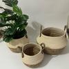 Conjunto de vaso de flores dobrável transfronteiriço conjunto de vaso de flores de taboa conjunto de artesanato de plantas Conjunto de vaso de flores de palha cesta de flores tecida planta vaso de flores