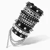 Acero Inoxidable Europeo y Americano Transfronterizo Más Vendido Pulsera Punk de Remaches para Hombre Estilo Gótico Personalidad Hip Hop Moda Pulsera Multicapa