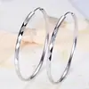 Nuevos pendientes de aro de plata pura japoneses y coreanos para mujer, pendientes circulares grandes, nuevos y populares de 2026, aros lisos en forma de diamante de alta gama que son suaves para los lóbulos perforados