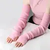 Guantes cálidos de lana para otoño e invierno, manga de brazo de fibra acrílica, manga larga para dedos, dedo abierto, moda, manga falsa de punto alargada