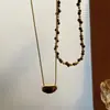 Collar de Cadena Doble Apilada con Cuentas de Piedra Ojo de Tigre Maillard para Mujer, Retro Versátil Elegante Cadena para Clavícula Cadena para Suéter 2025 Nuevo
