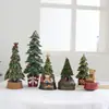 Decoraciones navideñas transfronterizas resina árbol de Navidad caja de música adorno de escritorio atrezo para arrangement de escena regalo caja de música