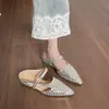 Mules Pontudas Slip-on Tendência Coreana com Strass para Mulheres 2026 Moda Novo Estilo Aumenta Altura Versátil para Usar Fora Sapatos Mule Respiráveis