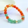 Pulseira de Ágata Cor Natural Guan Yu Pulseira de Abóbora Aventurina Estilo Antigo Transmissão ao Vivo Templo Atacado S5090201