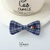 Xiaohongshu Estilo INS Gravata Borboleta Xadrez Azul com Laço Acessórios de Tecido com Miçangas Coloridas para Costurar DIY Bolsa Sapato Flor Chapéu Acessórios para Roupas