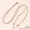 Cordão Fino de Quartzo Rosa, Pingente de Jade Tecido à Mão, Corrente de Suéter de Cristal para Homens e Mulheres, Colar Ajustável com Acessórios de Corda
