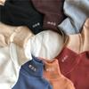 Comércio exterior Outono e Inverno Novo Estilo Coreano Slim-fit Slimming Gola Alta All-match Manga Comprida Malha Top Base Interna Camisa para Mulheres