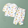 Traje de bebé verano algodón traje de dos piezas para hombre y mujer ropa fina para aire acondicionado pijama dividido ropa de verano de manga larga para bebé