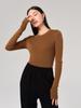 Suéter de Lã de Seda Maillard Engrossado Elegante Slim Tricô Camada Base Outono e Inverno Grosso Gola Redonda Suéter Interno Quente