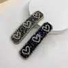Pinza bb de cristal con diamantes de imitación en forma de corazón estilo coreano, pinza para flequillo de temperamento de alta gama, pinza lateral de moda versátil, pinza para cabello suelto para la parte posterior de la cabeza