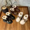 Zapatos para Niñas Zapatos Pequeños de Cuero de Princesa para Niños Invierno 2025 Nuevo Estilo Bebé Con Felpa Estilo Británico Casual Zapatos Grandes de Algodón
