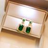 Estilo Coreano Plata Aguja Zirconia Colgante Cristal Esmeralda Geométrico Pendientes Collar Set Vintage Alta Gama Pendientes con Elegancia
