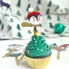 Decoración para tartas navideñas acrílicas con estampado a color, estilo transfronterizo, para cupcakes.