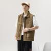 American Heavy Retro Work Jacket Masculino Outono Pesca Ao Ar Livre Função Tática Multi-Bolso Colete de Trabalho Jaqueta